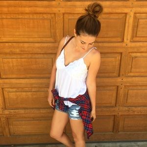 White Abercrombie Tunic Lace Tank Size Small